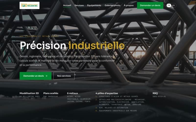 Aperçu du site actuel de Concept et Détail Wilson